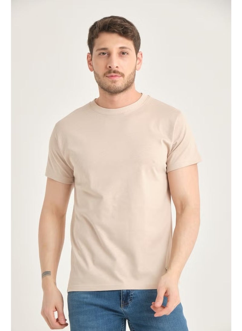 Four Man Men's Cotton Standard Cut Solid Color Basic T-Shirt with Non-Wrinkle Fabric Feature - Image 1